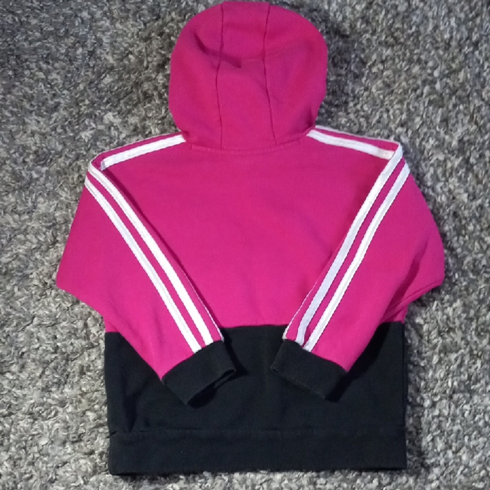 Kids Adidas Classic Pink and Black Hoodie Size 7 Girl - Picture 6 of 7